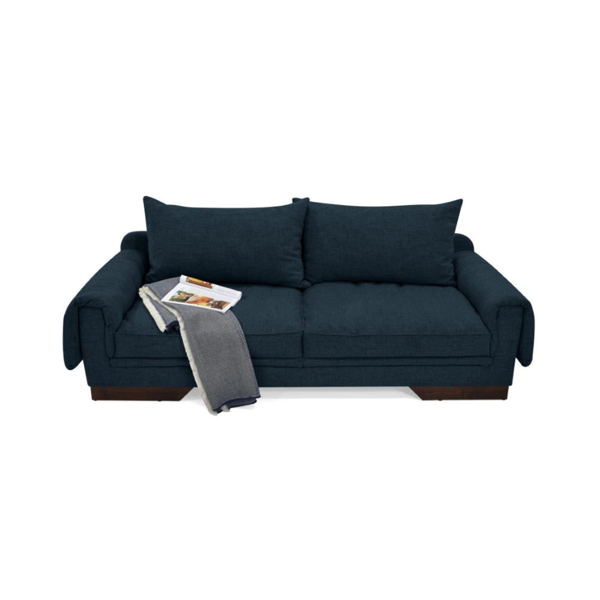 Sofá Daytona Plomo Eureka y Matiz Wengue 218x80cm de Tres Puestos sin Apoya Brazos