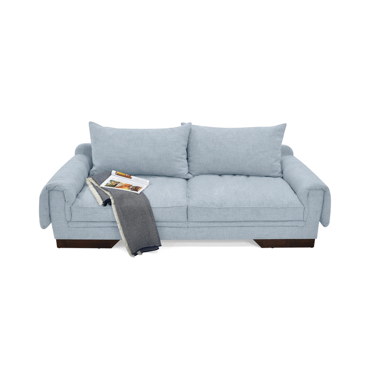 Sofá Daytona Plata Eureka y Matiz Wengue 218x80cm de Tres Puestos sin Apoya Brazos