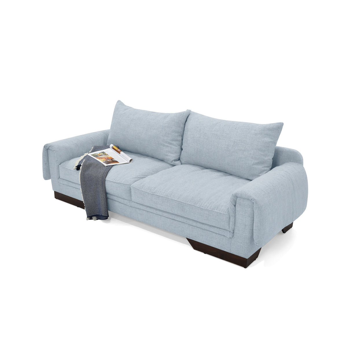 Sofá Daytona Plata Eureka y Matiz Wengue 218x80cm de Tres Puestos sin Apoya Brazos