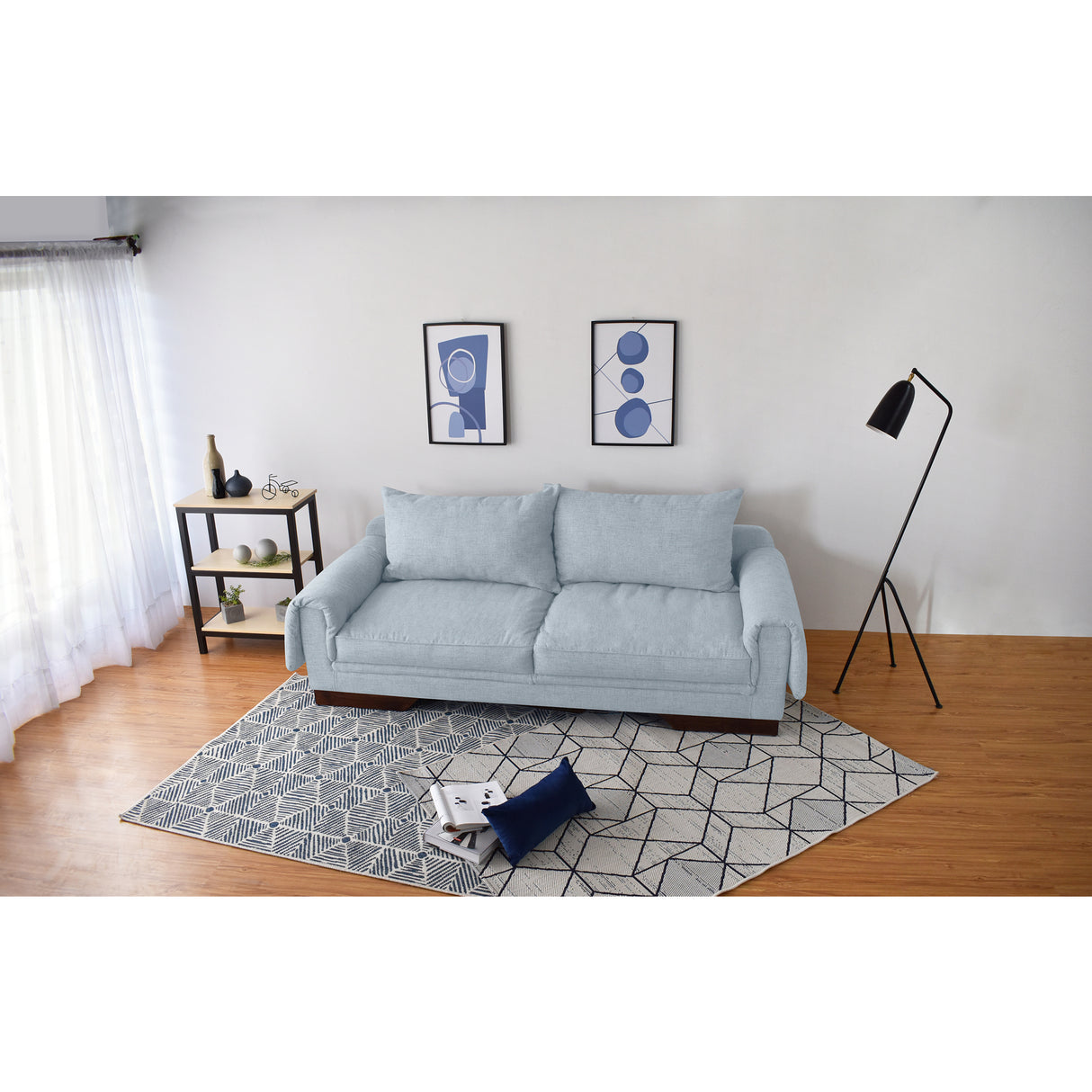 Sofá Daytona Plata Eureka y Matiz Wengue 218x80cm de Tres Puestos sin Apoya Brazos