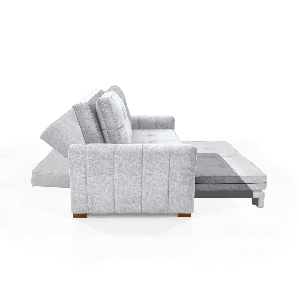 Sofá Cama Doha Plata Sky y Matiz Caoba 150x87cm de Dos Puestos con Apoya Brazos
