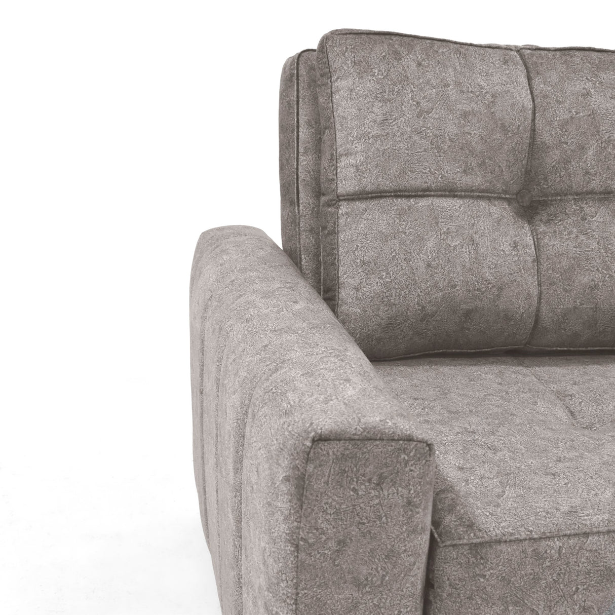 Sofá Cama Doha Taupe Sky y Matiz Caoba 150x87cm de Dos Puestos con Apoya Brazos