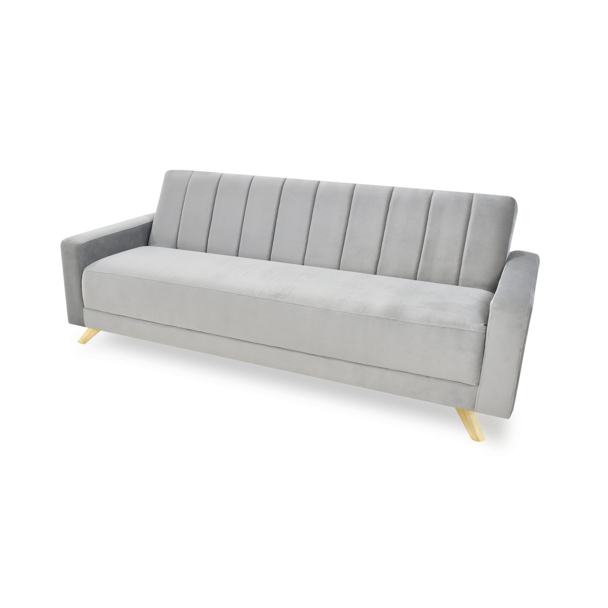 Sofá Cama Dominic Plata Denver y Matiz Natural 206x80cm de Tres Puestos Reclinable con Apoya Brazos