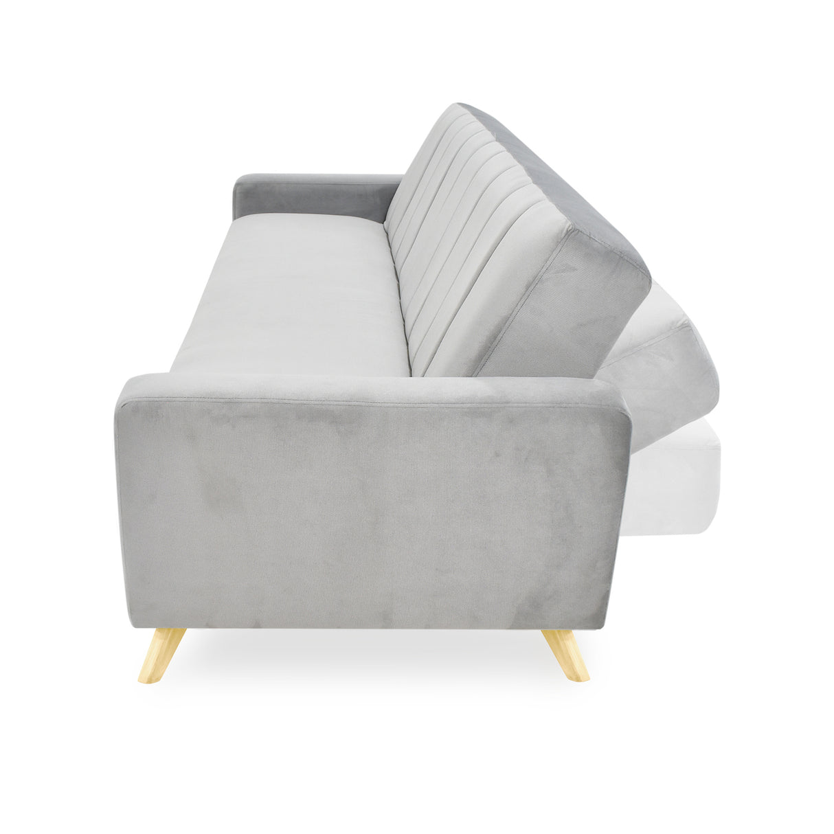 Sofá Cama Dominic Plata Denver y Matiz Natural 206x80cm de Tres Puestos Reclinable con Apoya Brazos