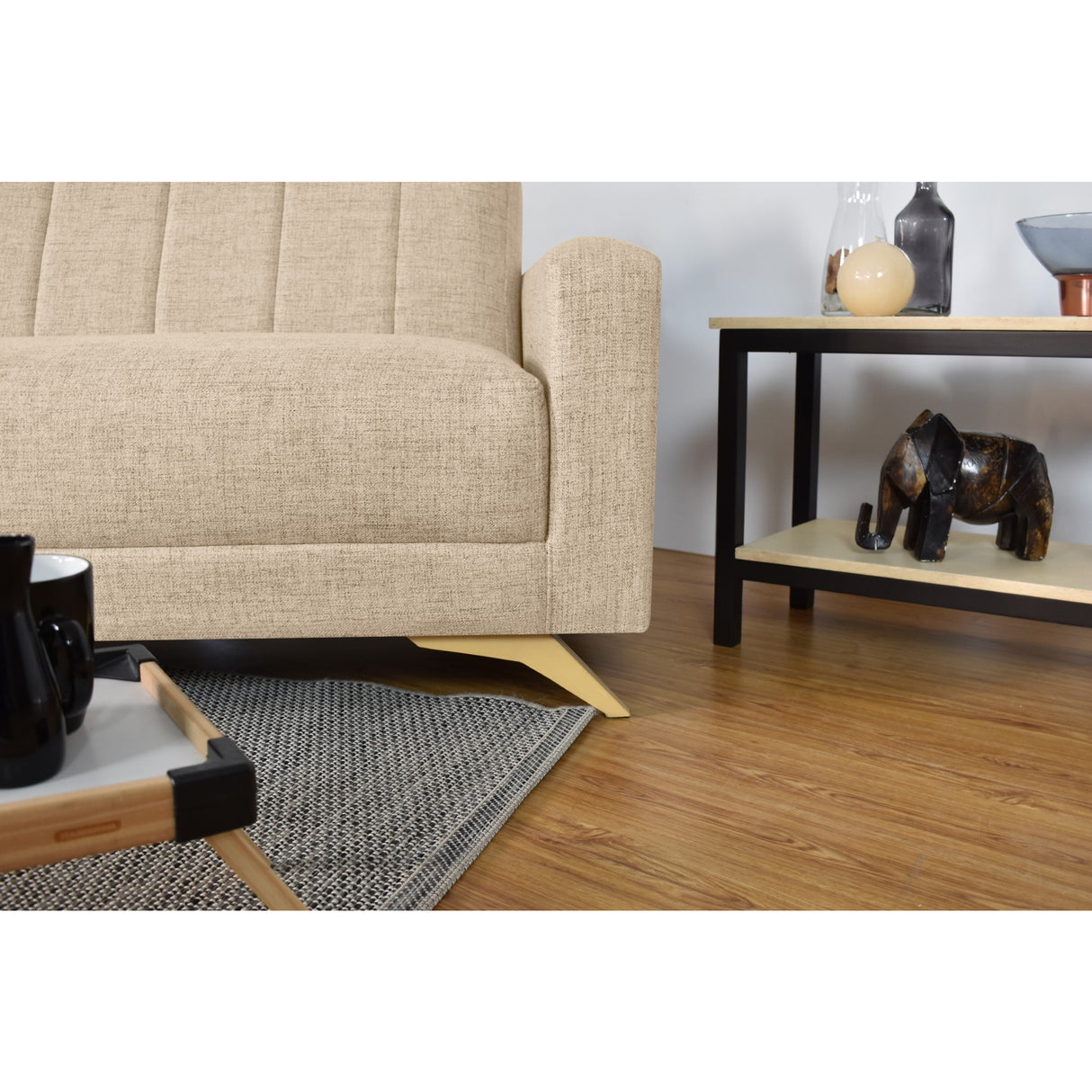 Sofá Cama Dominic Beige Dicosta y Matiz Natural 206x80cm de Tres Puestos Reclinable con Apoya Brazos