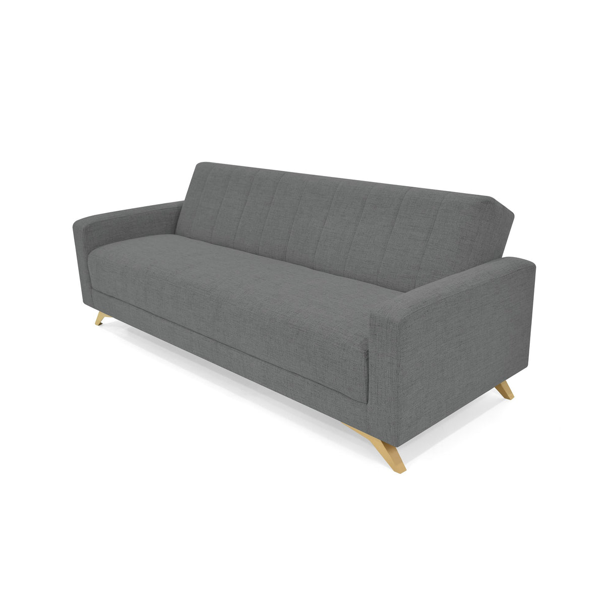 Sofá Cama Dominic Gris Dicosta y Matiz Natural 206x80cm de Tres Puestos Reclinable con Apoya Brazos