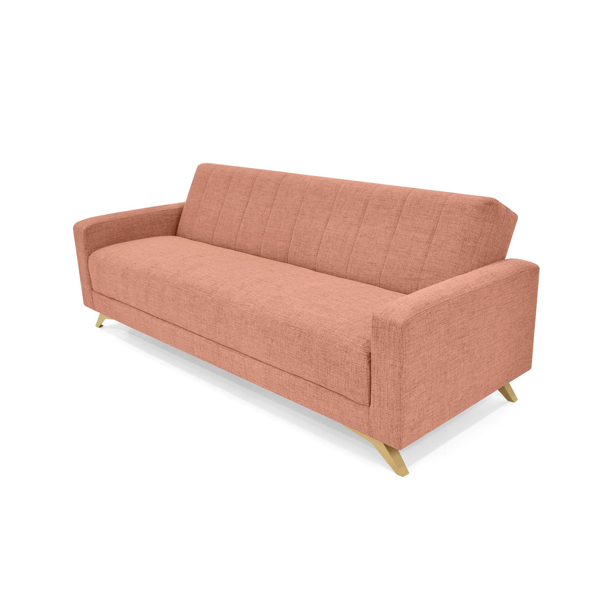 Sofá Cama Dominic Salmón Dicosta y Matiz Natural 206x80cm de Tres Puestos Reclinable con Apoya Brazos