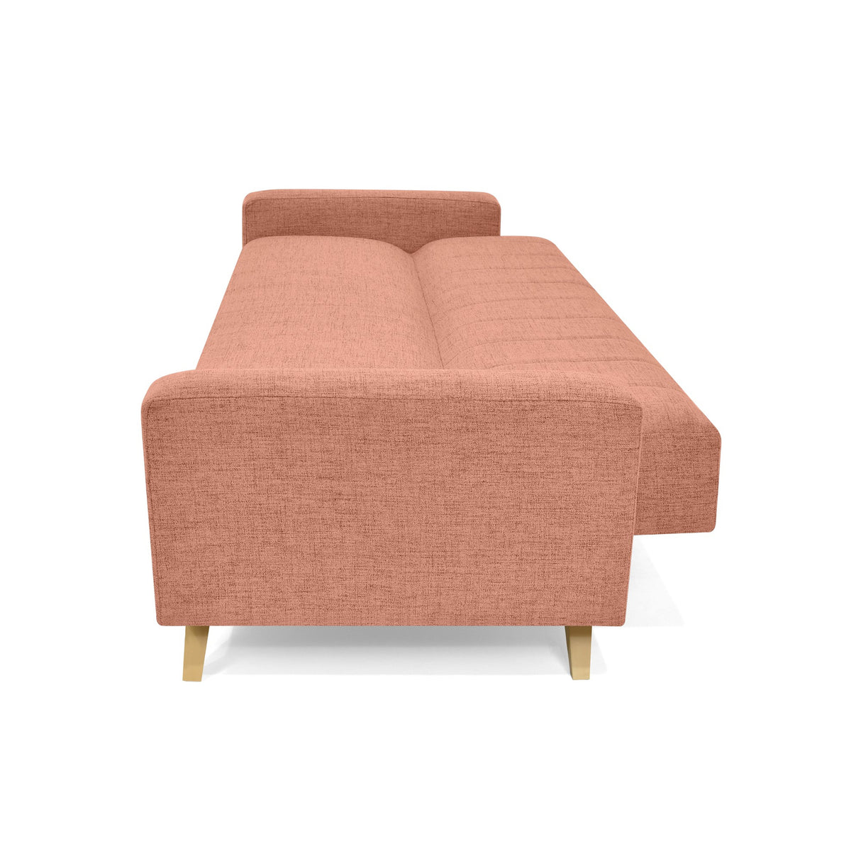 Sofá Cama Dominic Salmón Dicosta y Matiz Natural 206x80cm de Tres Puestos Reclinable con Apoya Brazos