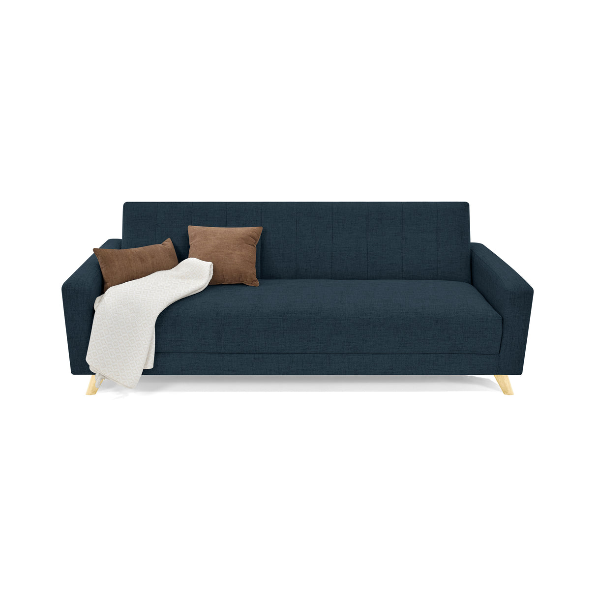 Sofá Cama Dominic Plomo Eureka y Matiz Natural 206x80cm de Tres Puestos Reclinable con Apoya Brazos