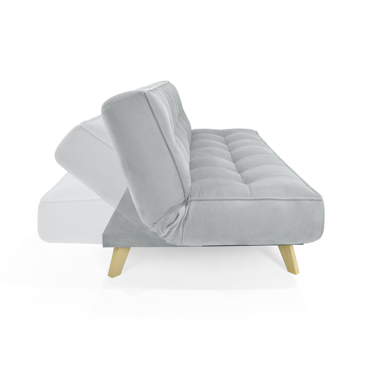 Sofá Cama Gales Plata Denver y Matiz Natural 180x84cm de Tres Puestos Reclinable sin Apoya Brazos
