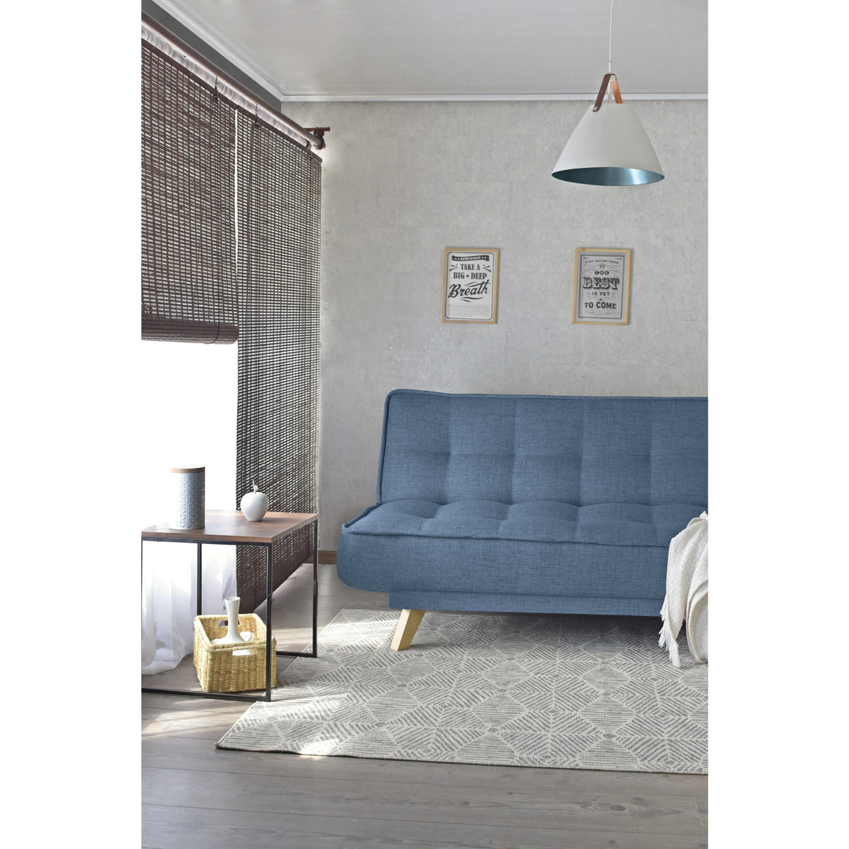 Sofá Cama Gales Índigo Dicosta y Matiz Natural 180x84cm de Tres Puestos Reclinable sin Apoya Brazos