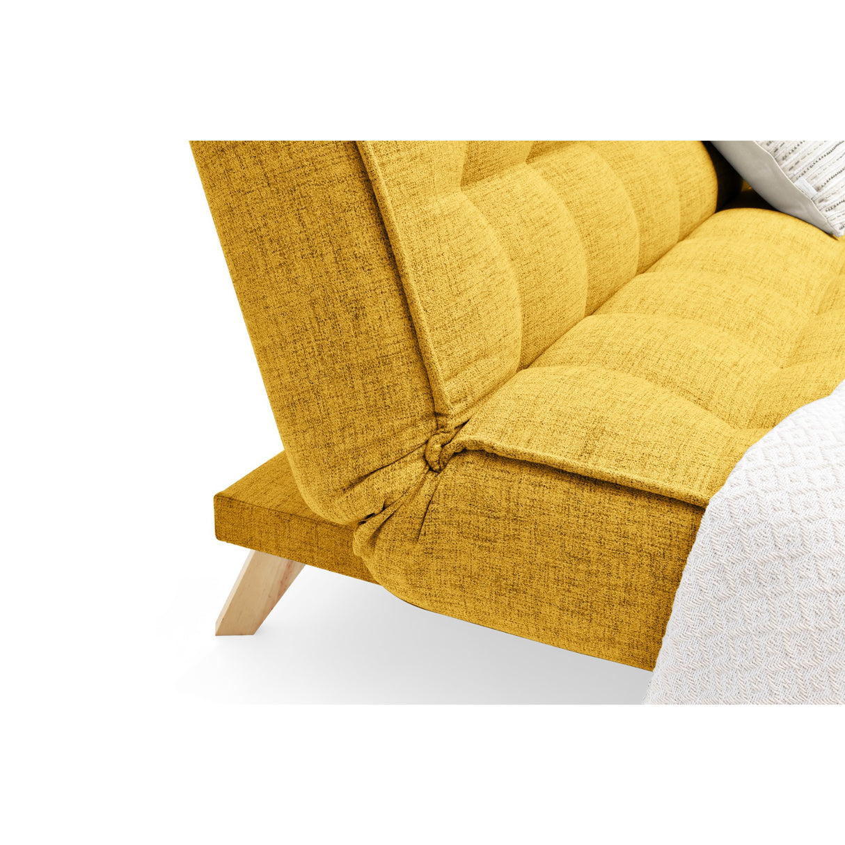 Sofá Cama Gales Mostaza Dicosta y Matiz Natural 180x84cm de Tres Puestos Reclinable sin Apoya Brazos