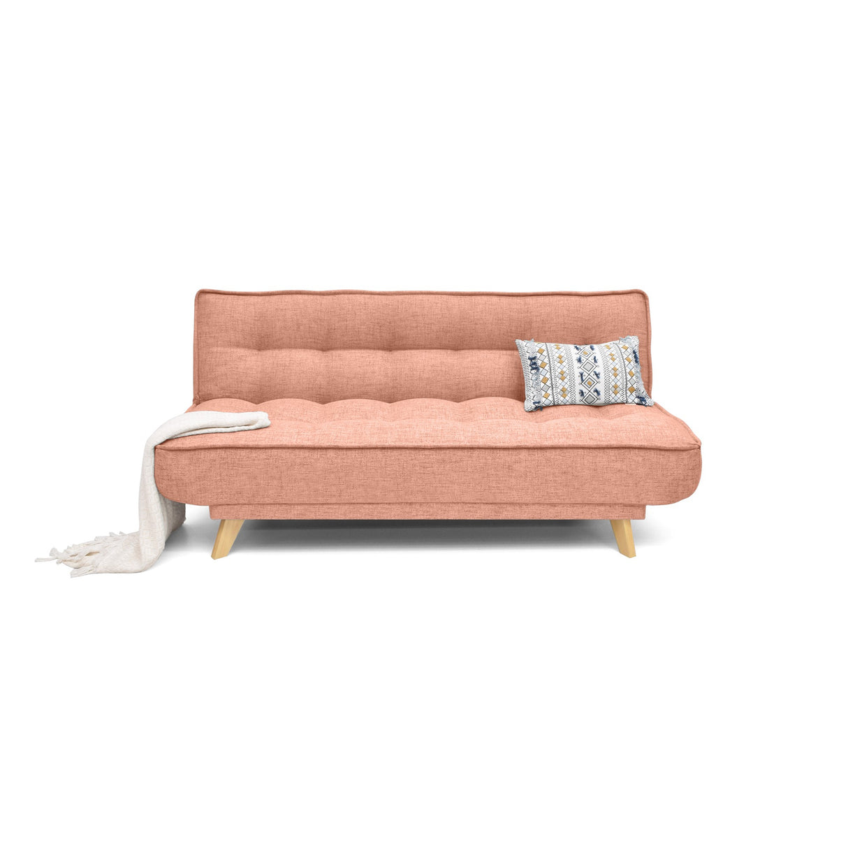 Sofá Cama Gales Salmón Dicosta y Matiz Natural 180x84cm de Tres Puestos Reclinable sin Apoya Brazos