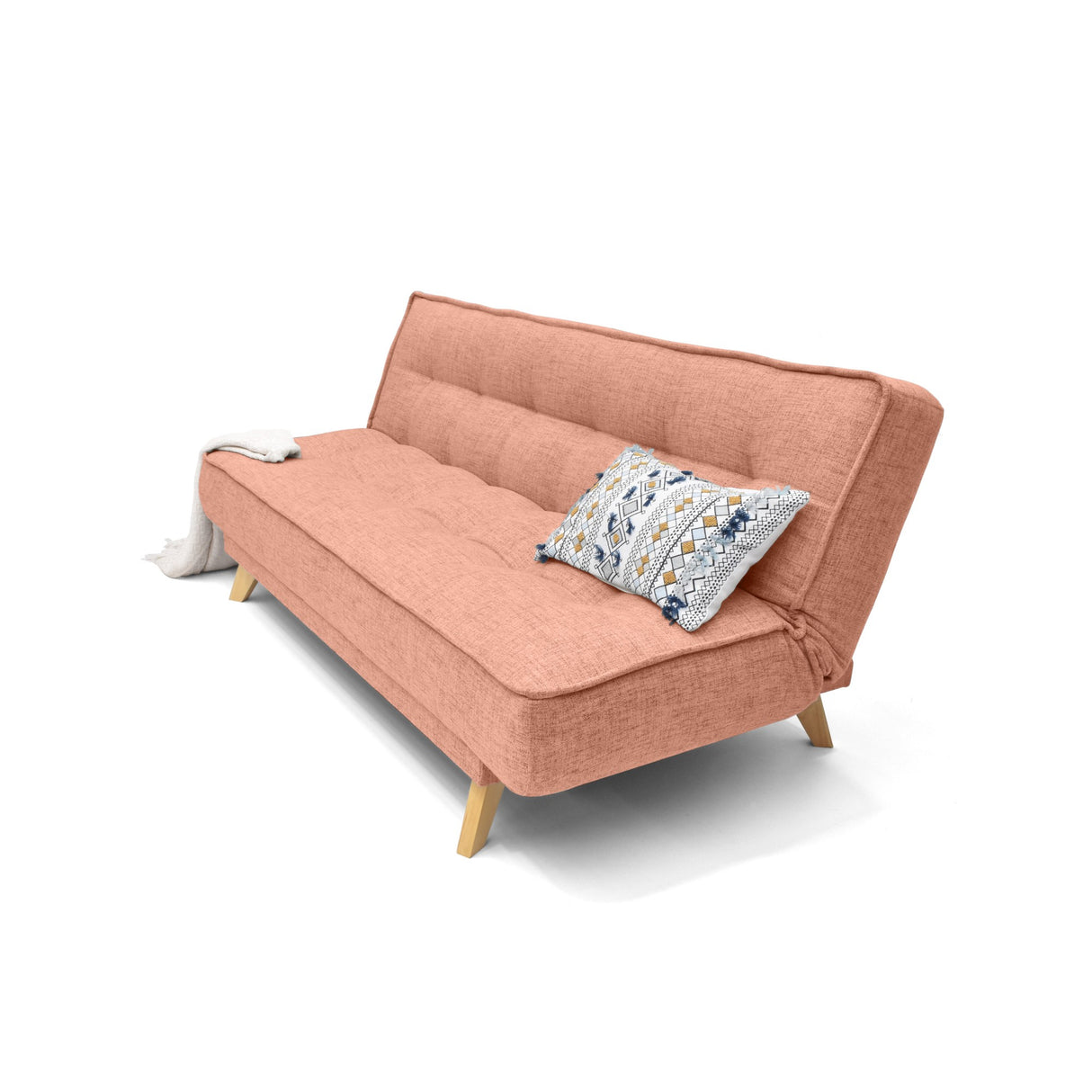 Sofá Cama Gales Salmón Dicosta y Matiz Natural 180x84cm de Tres Puestos Reclinable sin Apoya Brazos