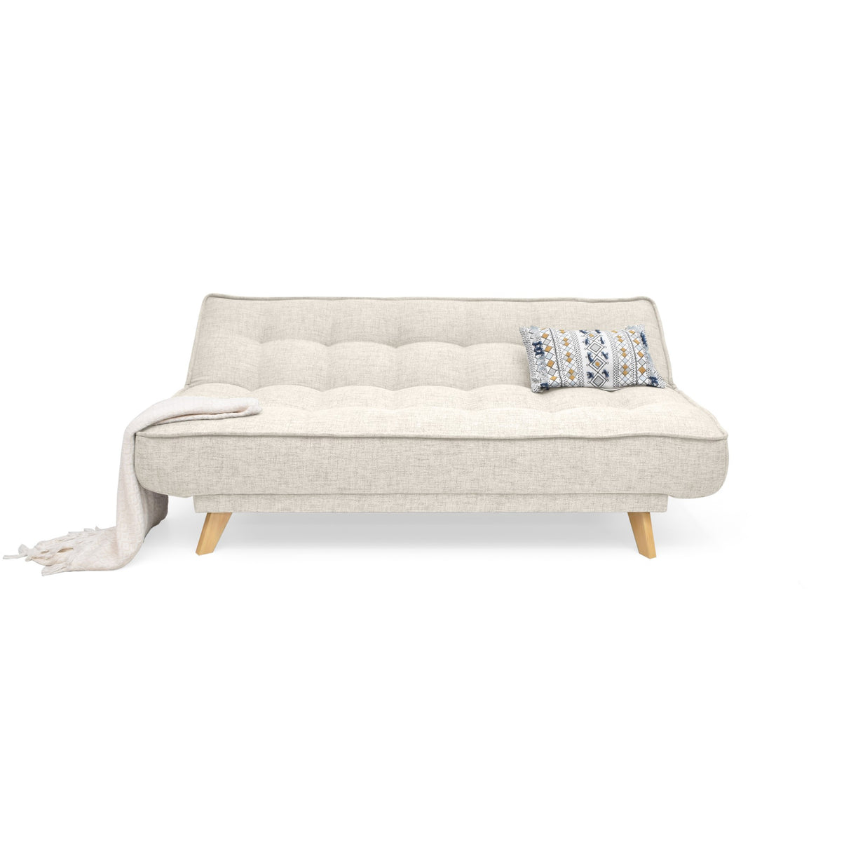 Sofá Cama Gales Trigo Dicosta y Matiz Natural 180x84cm de Tres Puestos Reclinable sin Apoya Brazos