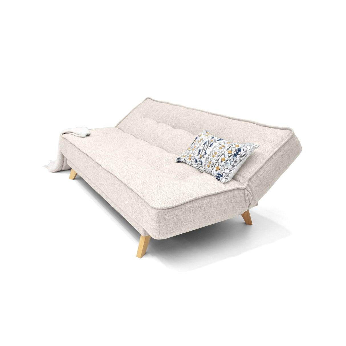 Sofá Cama Gales Trigo Dicosta y Matiz Natural 180x84cm de Tres Puestos Reclinable sin Apoya Brazos