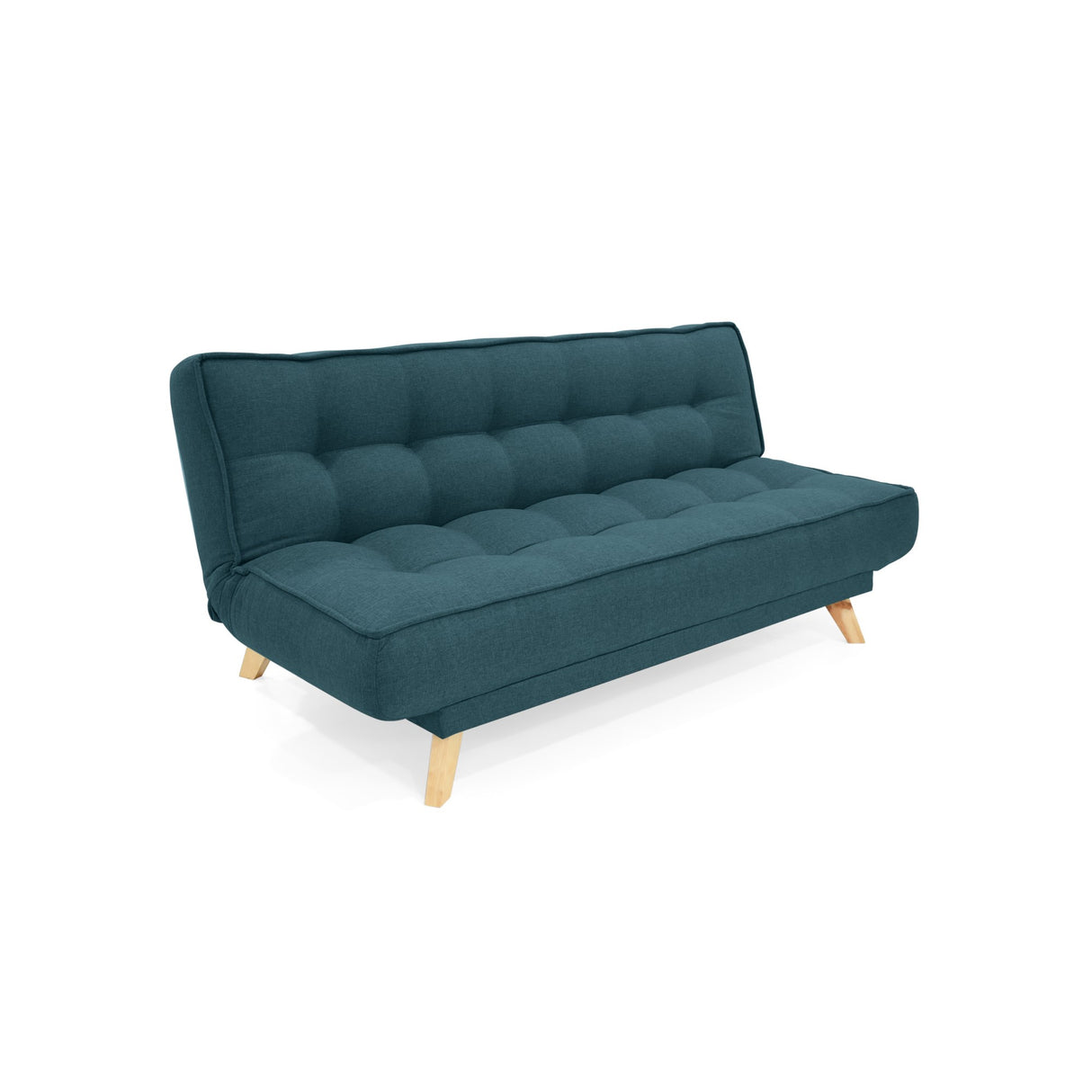 Sofá Cama Gales Azul Duster y Matiz Natural 180x84cm de Tres Puestos Reclinable sin Apoya Brazos