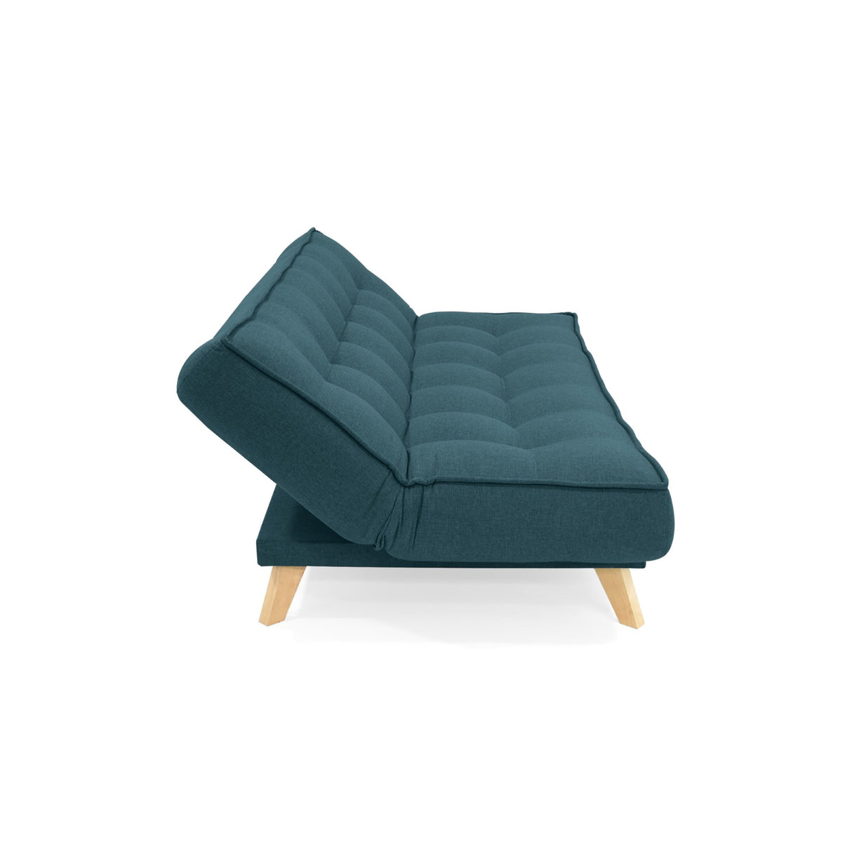 Sofá Cama Gales Azul Duster y Matiz Natural 180x84cm de Tres Puestos Reclinable sin Apoya Brazos