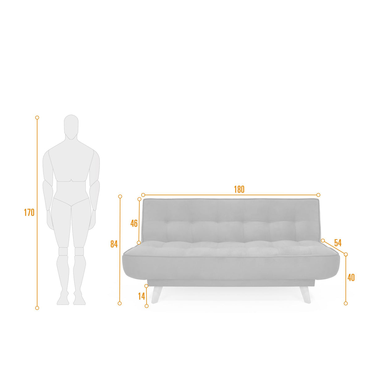 Sofá Cama Gales Beige Duster y Matiz Natural 180x84cm de Tres Puestos Reclinable sin Apoya Brazos