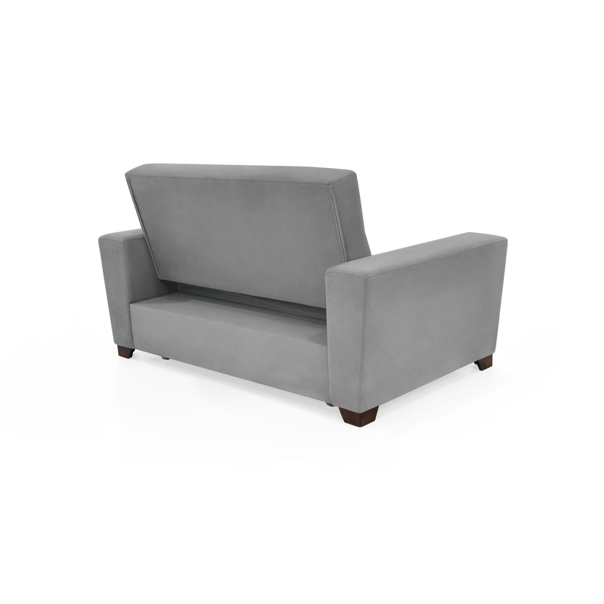 Sofá Cama Hamburgo Gris Denver y Matiz Wengue 160x86cm de Dos Puestos Reclinable sin Apoya Brazos