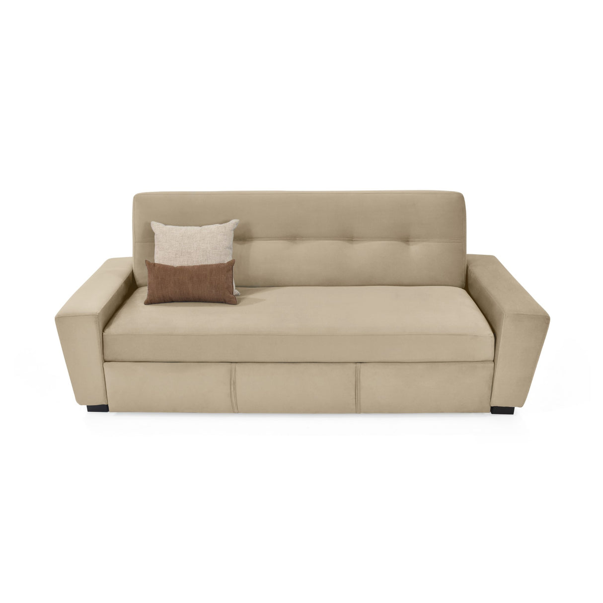 Sofá Cama Hamburgo Taupe Denver y Matiz Wengue 210x87cm de Tres Puestos Reclinable sin Apoya Brazos