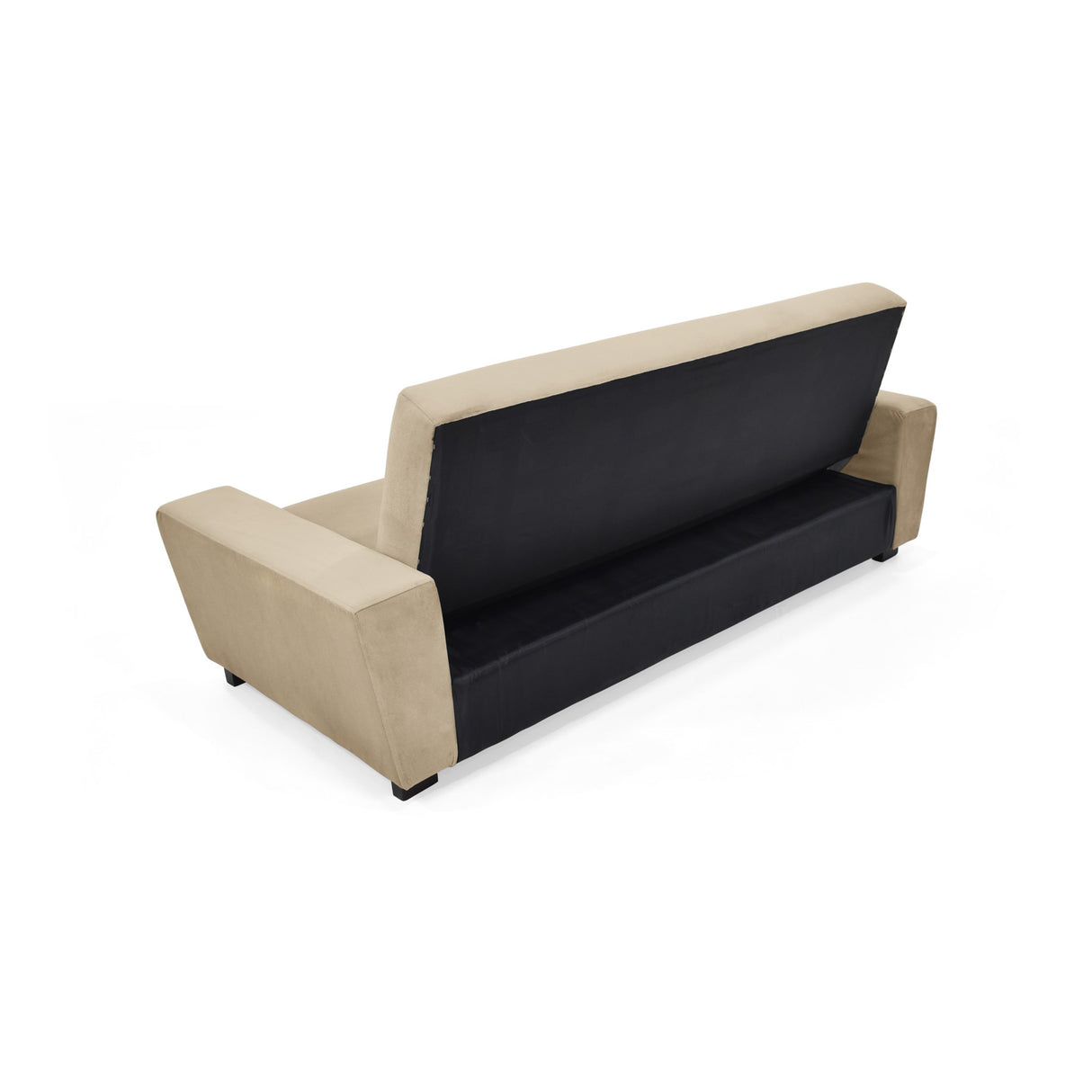 Sofá Cama Hamburgo Taupe Denver y Matiz Wengue 210x87cm de Tres Puestos Reclinable sin Apoya Brazos