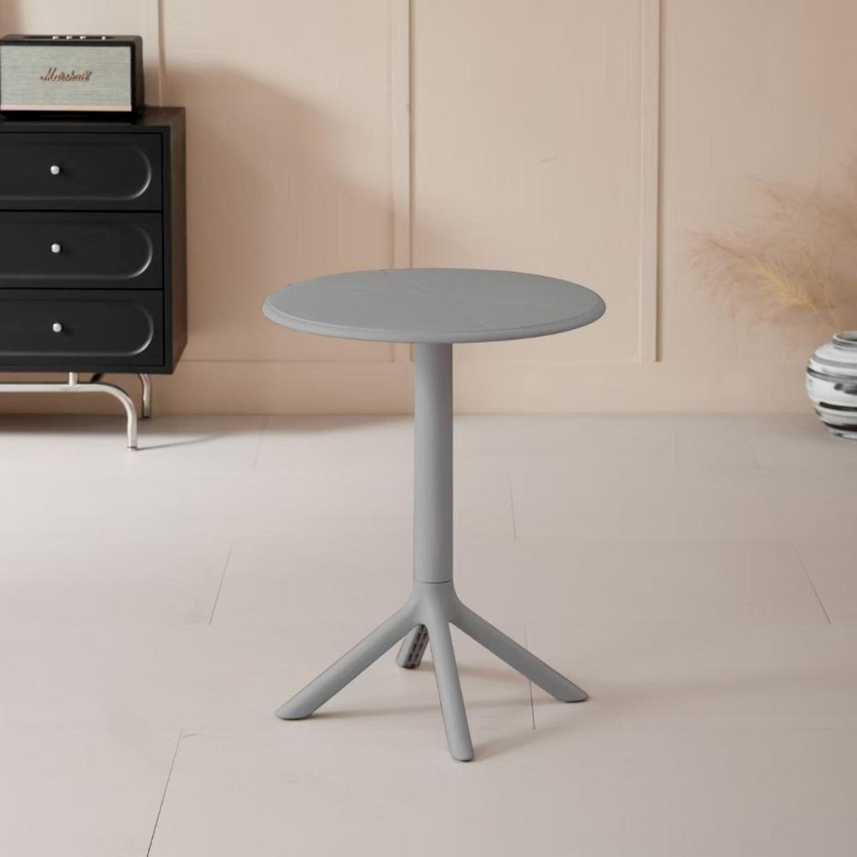Mesa de Exterior Redonda Gris Oscuro 60x75cm de Dos Puestos sin Sillas Apto para Intemperie