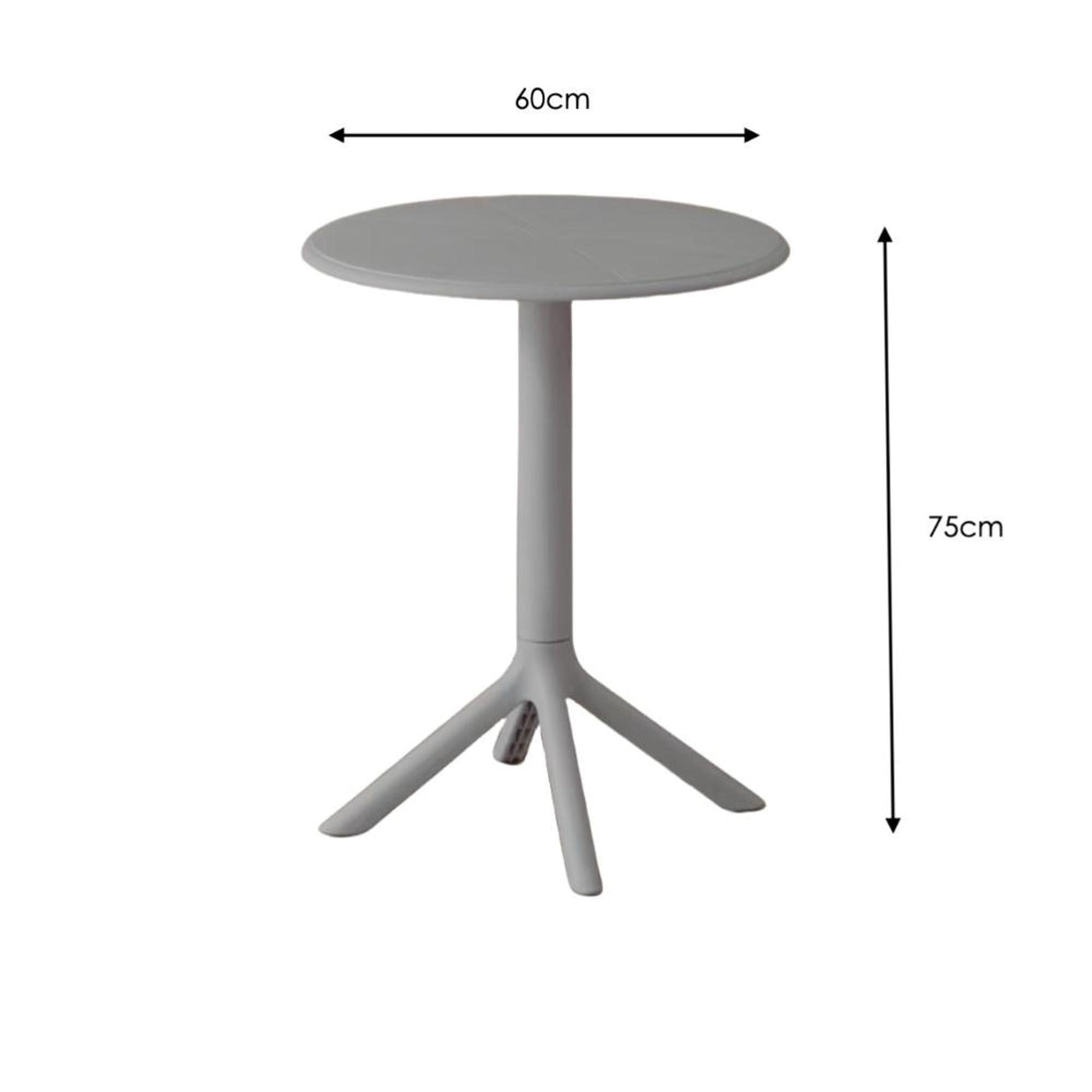 Mesa de Exterior Redonda Gris Oscuro 60x75cm de Dos Puestos sin Sillas Apto para Intemperie