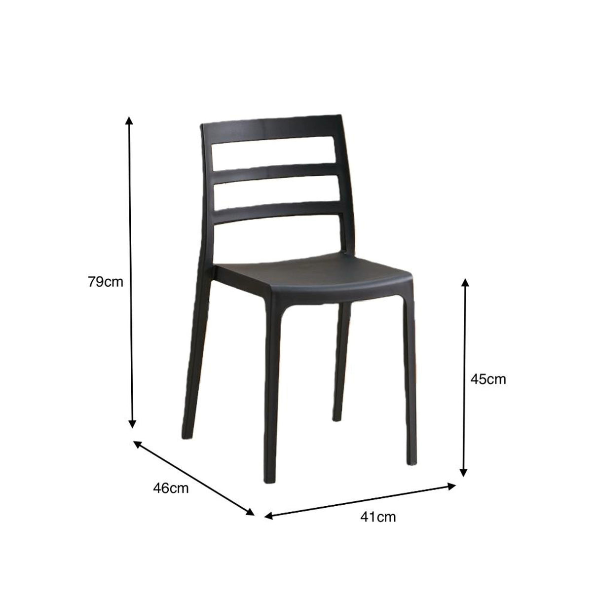 Silla para Exteriores New York Negro 39x79cm con Espaldar y sin Apoya Brazos