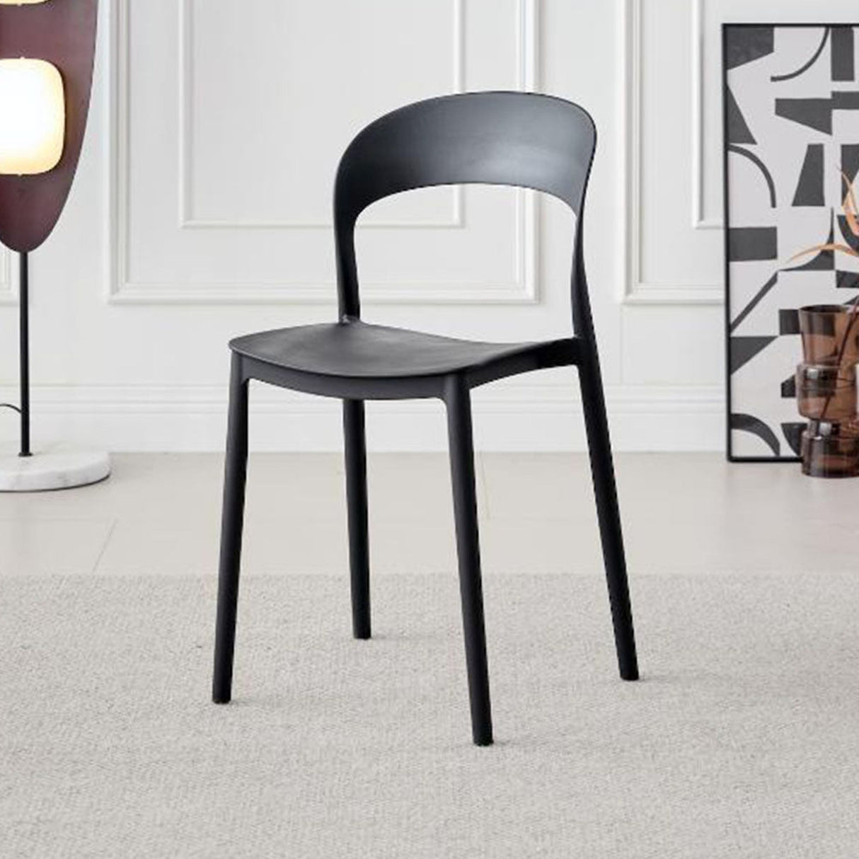 Silla para Exteriores Patrick Negro 44x77cm con Espaldar y sin Apoya Brazos