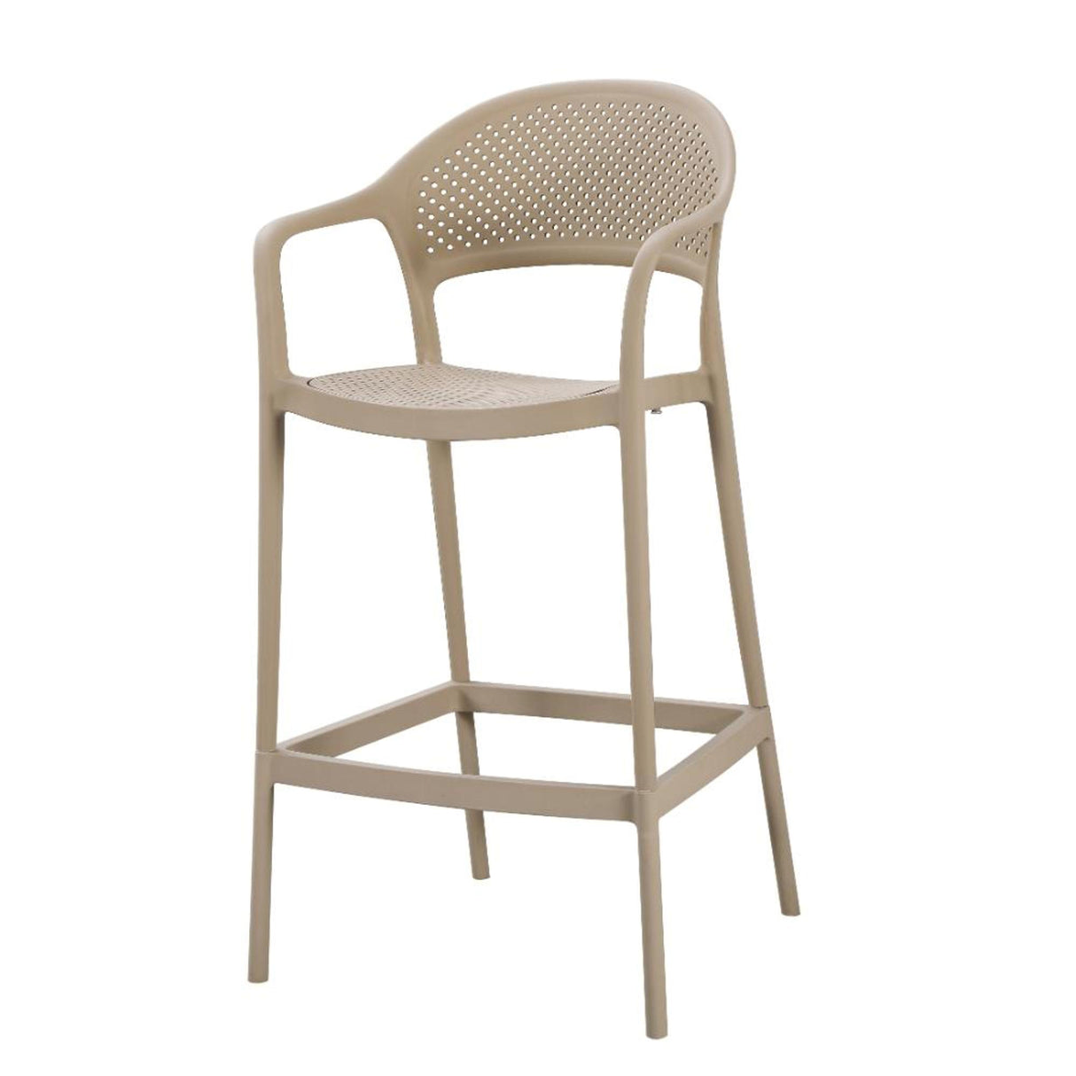 Silla Bar para Exteriores Curitiva Taupe 56x109cm con Espaldar y con Apoya Brazos