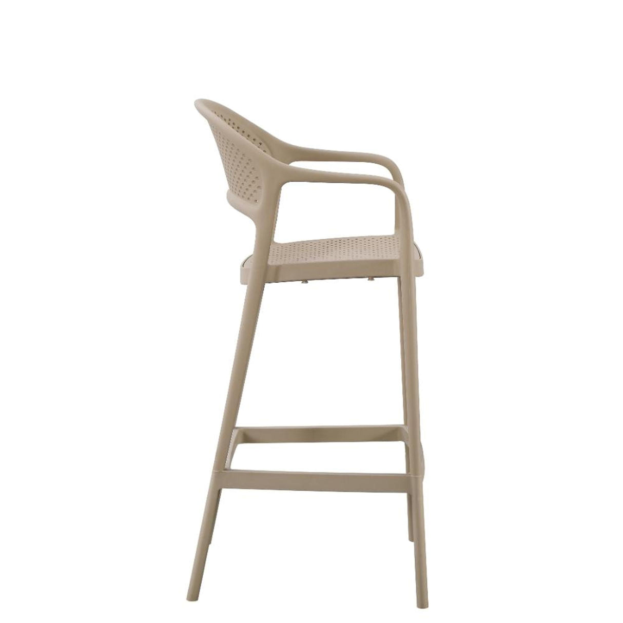 Silla Bar para Exteriores Curitiva Taupe 56x109cm con Espaldar y con Apoya Brazos