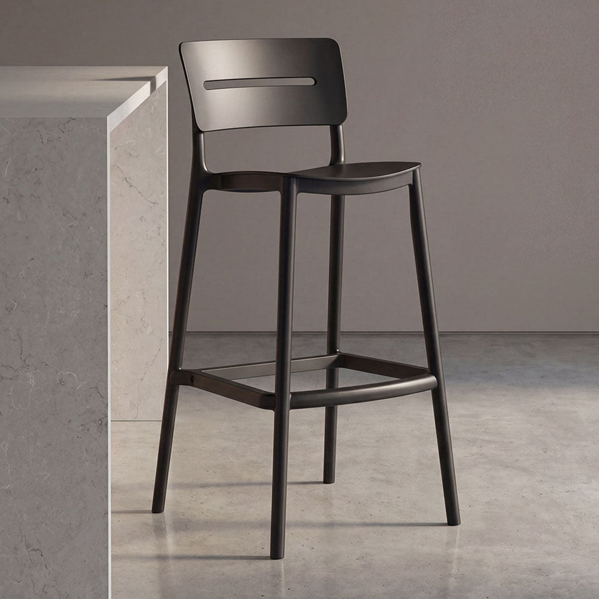 Silla Bar para Exteriores Manila Negro 37x101.5cm con Espaldar y sin Apoya Brazos