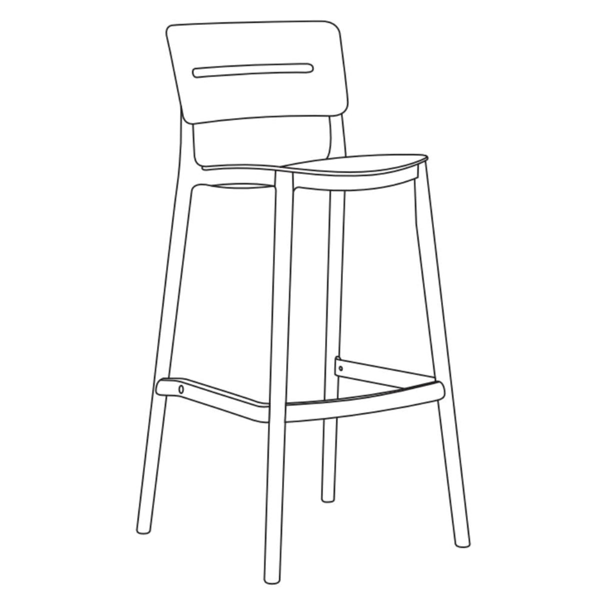 Silla Bar para Exteriores Manila Verde 37x101.5cm con Espaldar y sin Apoya Brazos