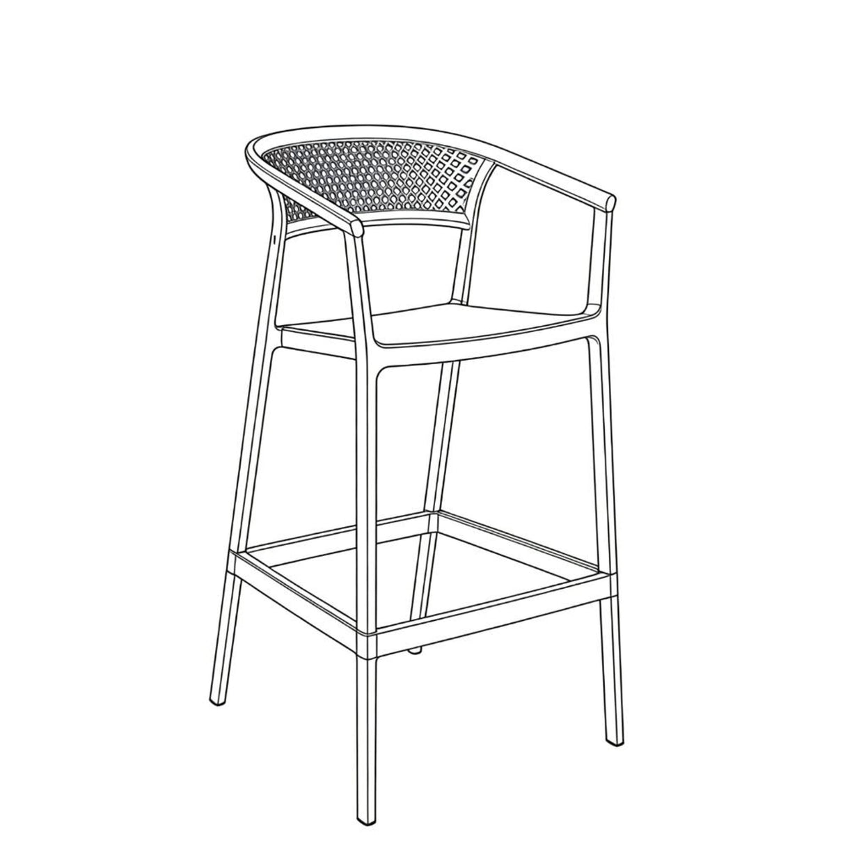 Silla Bar para Exteriores Salvador Taupe 57x105cm con Espaldar y con Apoya Brazos
