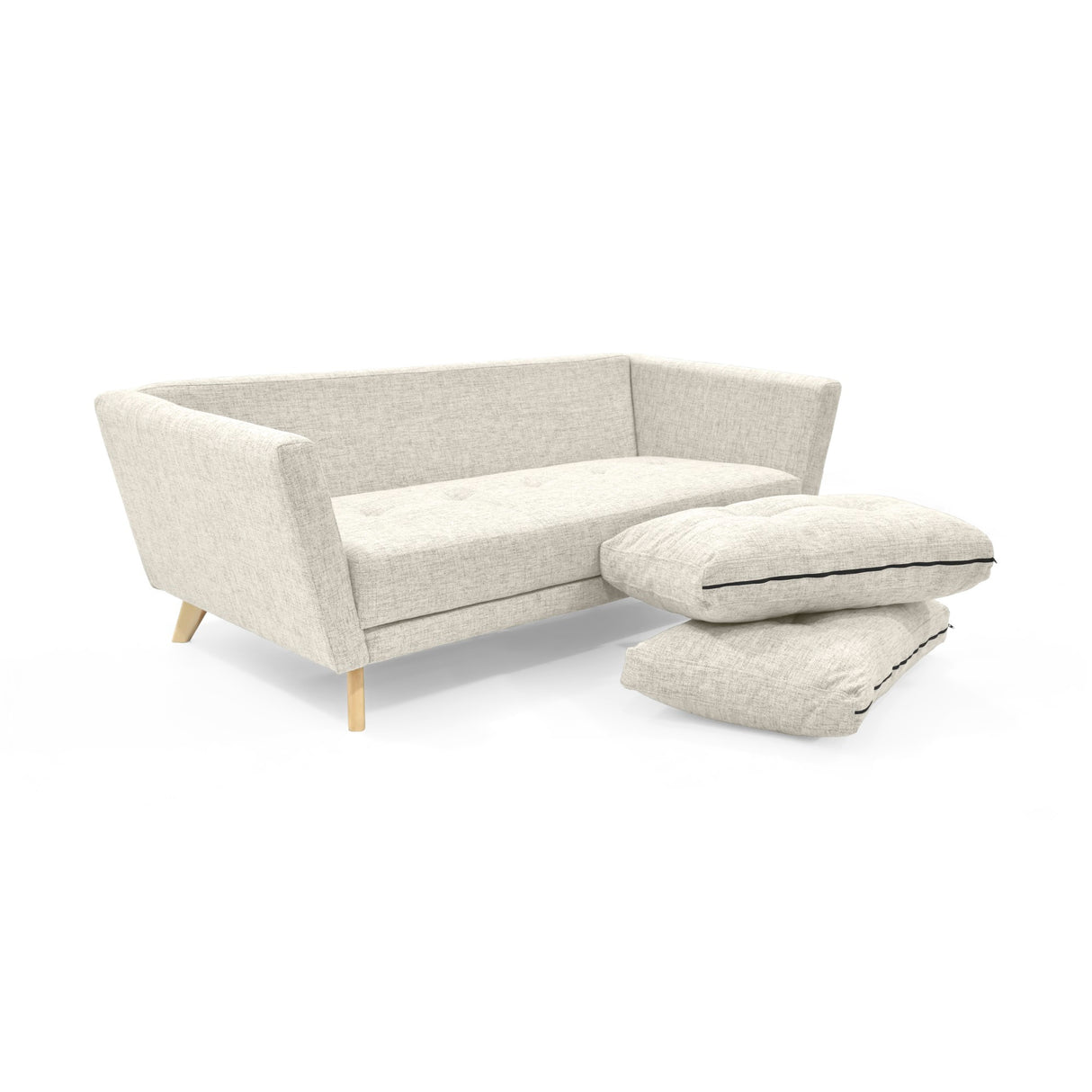 Sofá Grecia Taupe Dicosta y Matiz Natural 192x84cm de Tres Puestos con Apoya Brazos