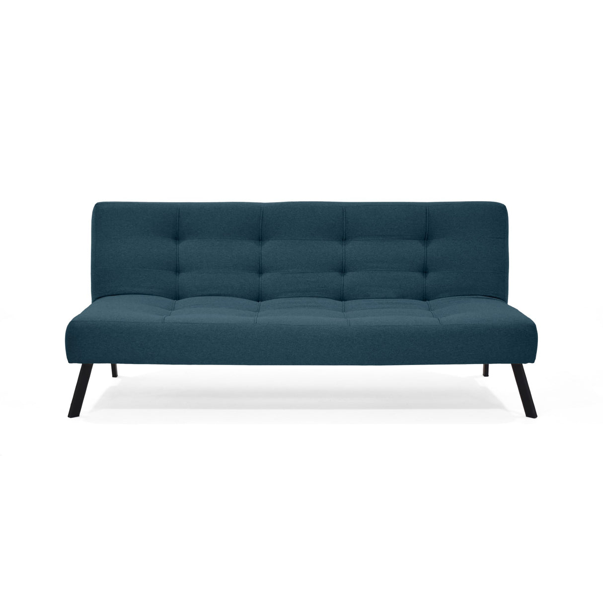 Sofá Cama Asher Plomo Eureka y Metálico Negro 184x80cm de Tres Puestos Reclinable sin Apoya Brazos
