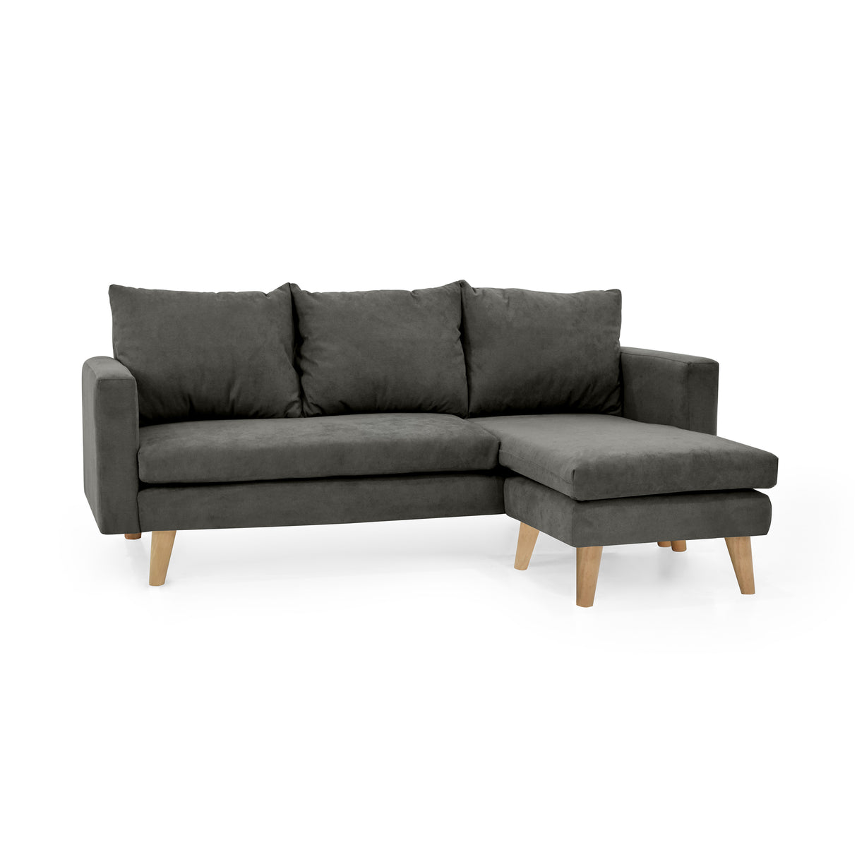 Sofá Barbados Gris Dorsey y Matiz Natural 190x85cm de Tres Puestos sin Apoya Brazos