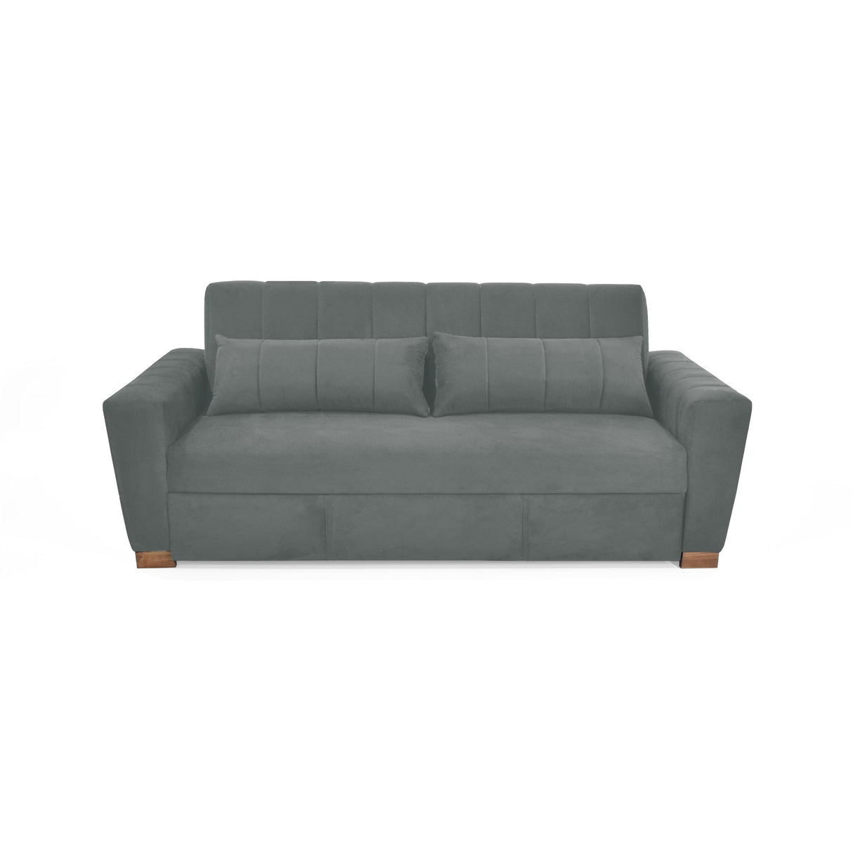 Sofá Cama Hannover Gris Denver y Matiz Caoba 210x85cm de Tres Puestos Reclinable sin Apoya Brazos