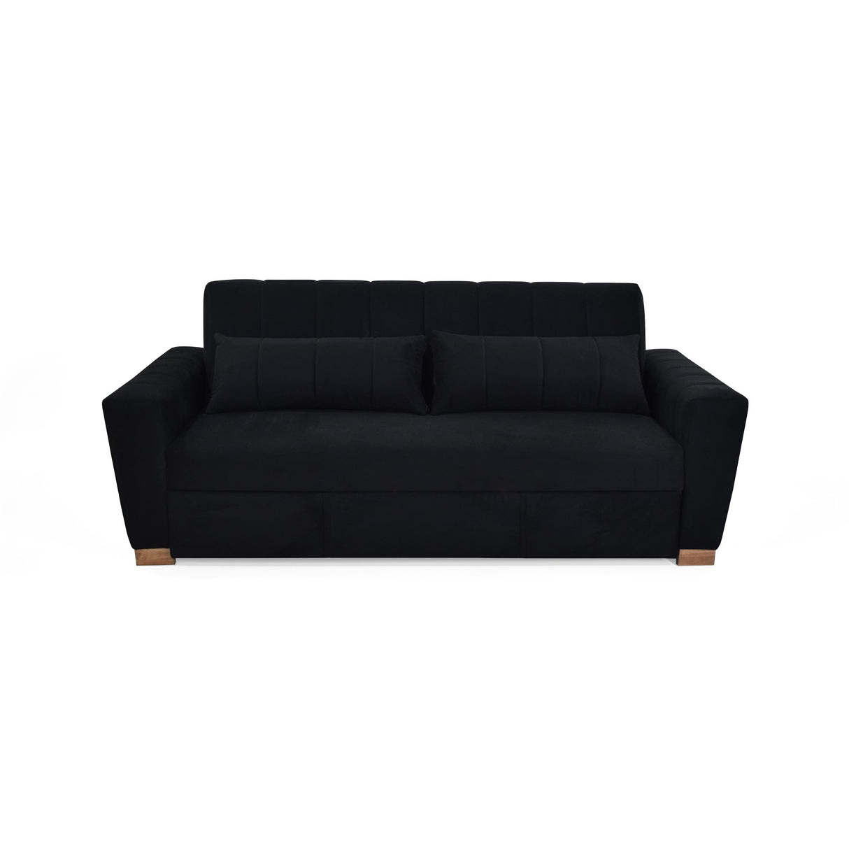 Sofá Cama Hannover Negro Denver y Matiz Caoba 210x85cm de Tres Puestos Reclinable sin Apoya Brazos