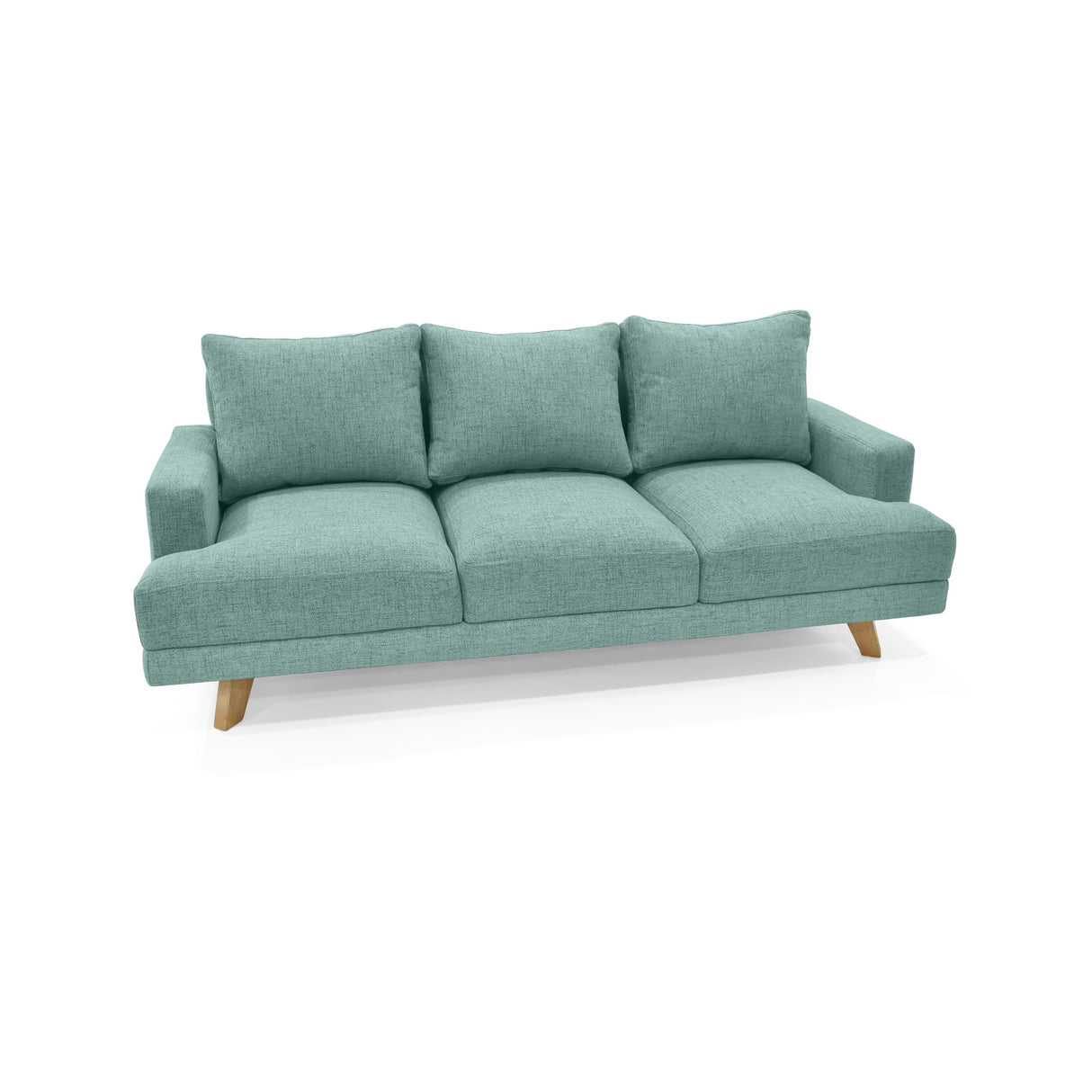 Sofá Lisboa Aqua Dicosta y Matiz Natural 192x85cm de Tres Puestos con Apoya Brazos