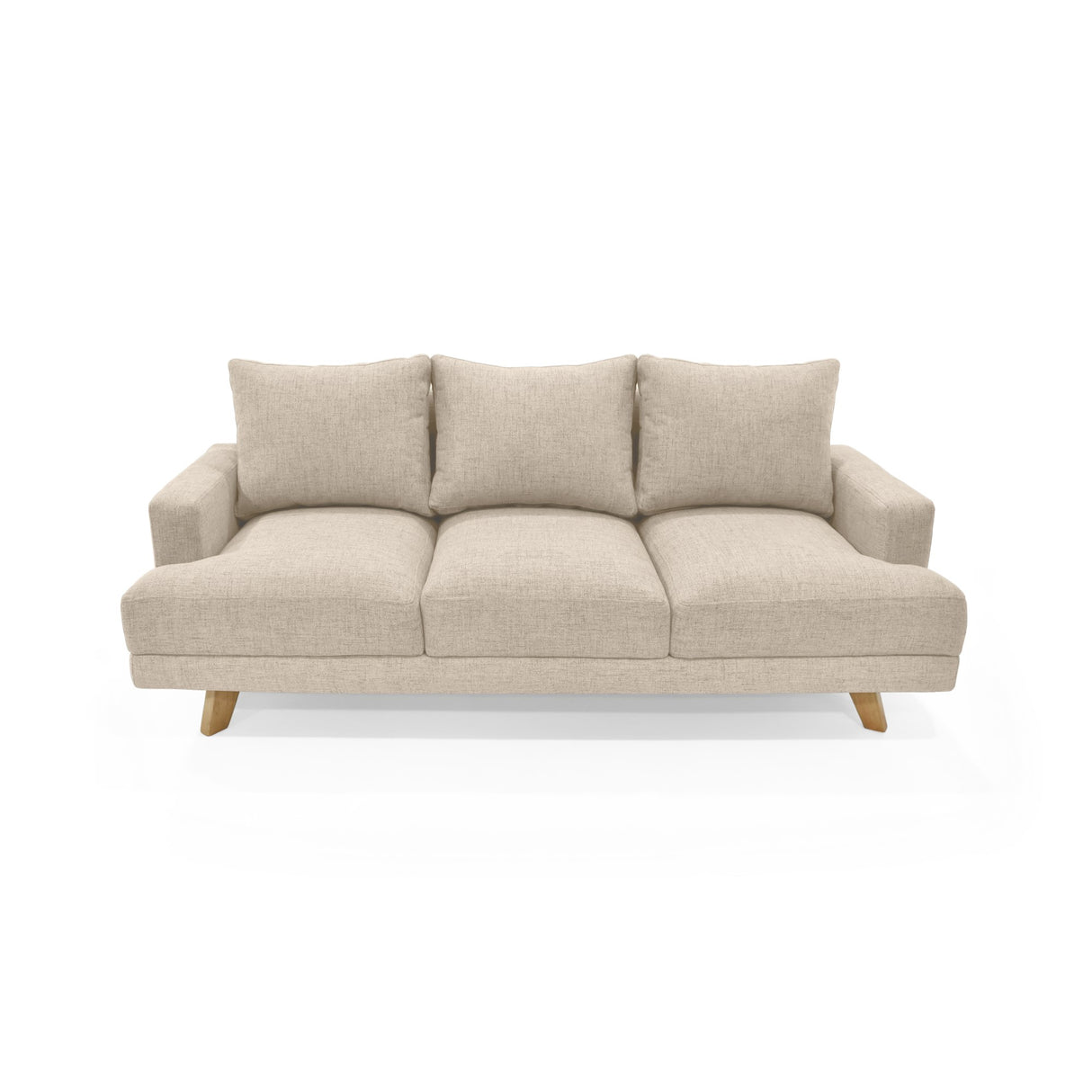 Sofá Lisboa Trigo Dicosta y Matiz Natural 192x85cm de Tres Puestos con Apoya Brazos