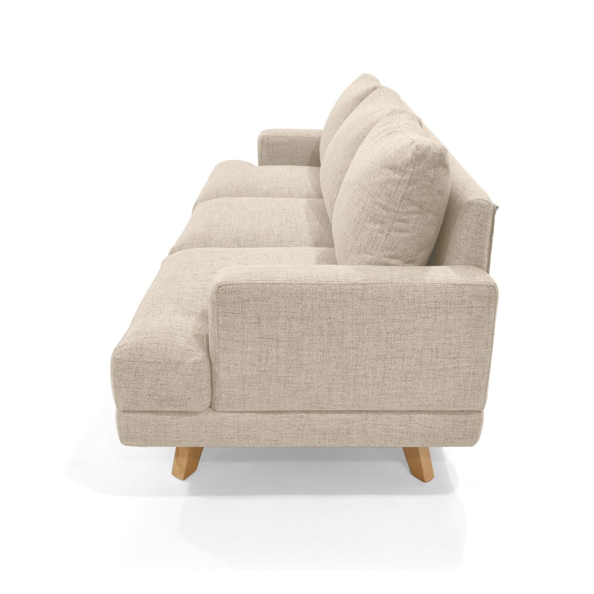 Sofá Lisboa Trigo Dicosta y Matiz Natural 192x85cm de Tres Puestos con Apoya Brazos