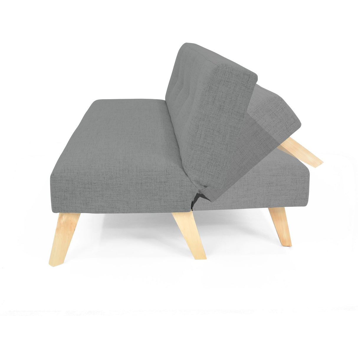 Sofá Cama London Gris Dicosta y Matiz Natural 180x78cm de Dos Puestos Reclinable sin Apoya Brazos