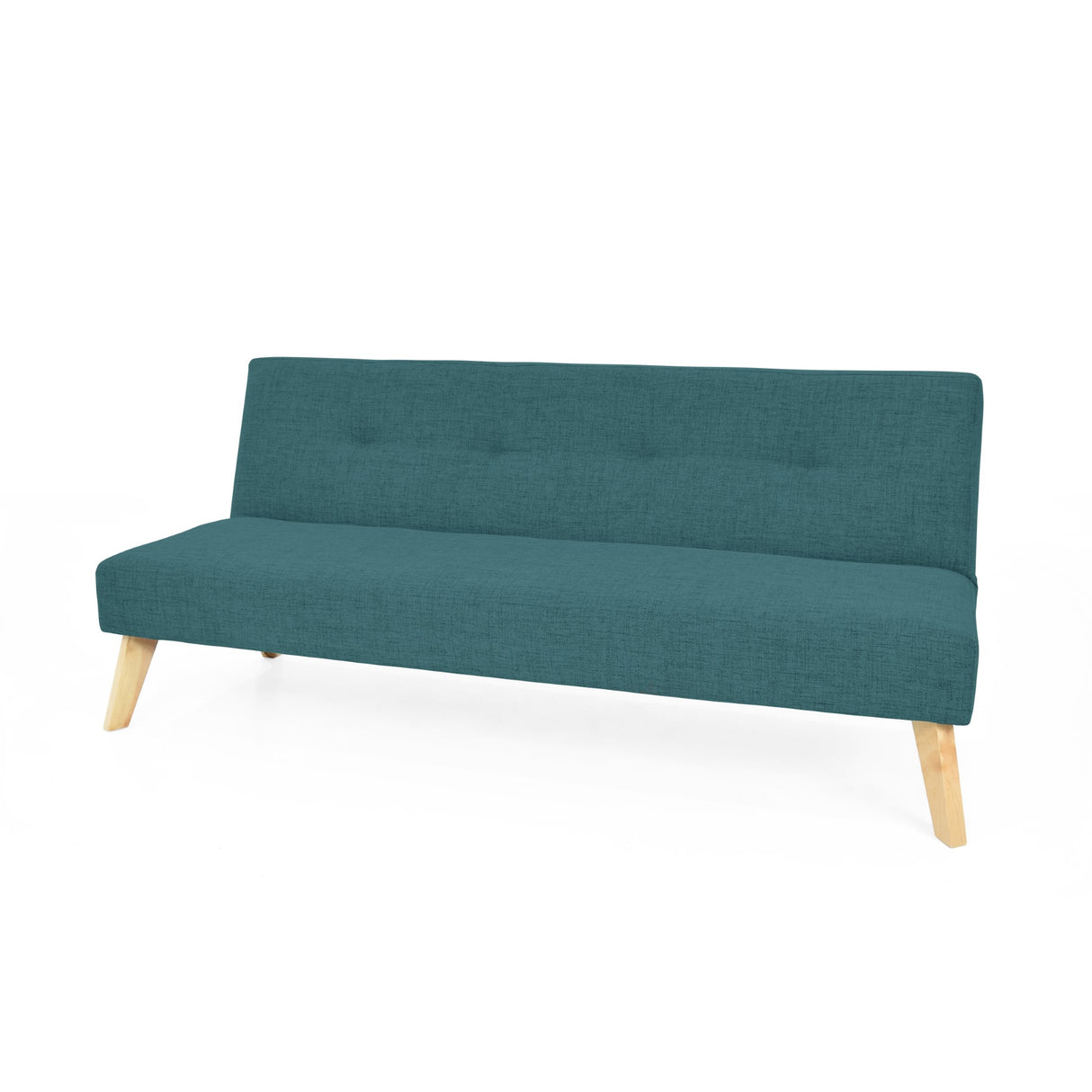 Sofá Cama London Petróleo Eureka y Matiz Natural 180x78cm de Dos Puestos Reclinable sin Apoya Brazos