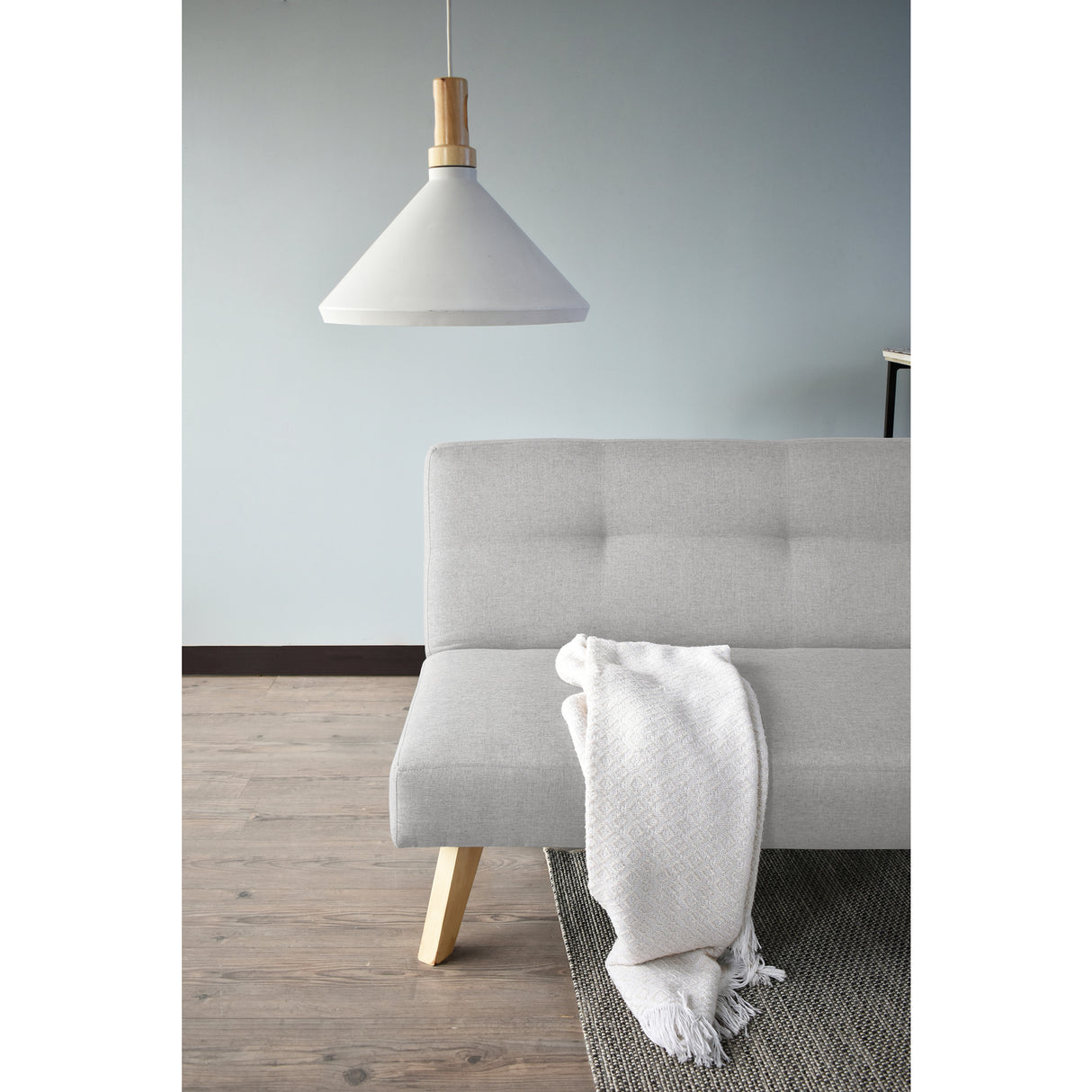 Sofá Cama London Plata Duster y Matiz Natural 180x78cm de Dos Puestos Reclinable sin Apoya Brazos