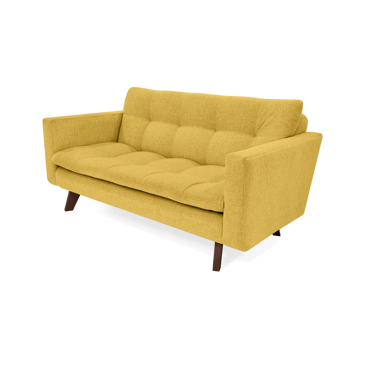 Sofá Manila Mostaza Dicosta y Matiz Wengue 153x80cm de Dos Puestos sin Apoya Brazos