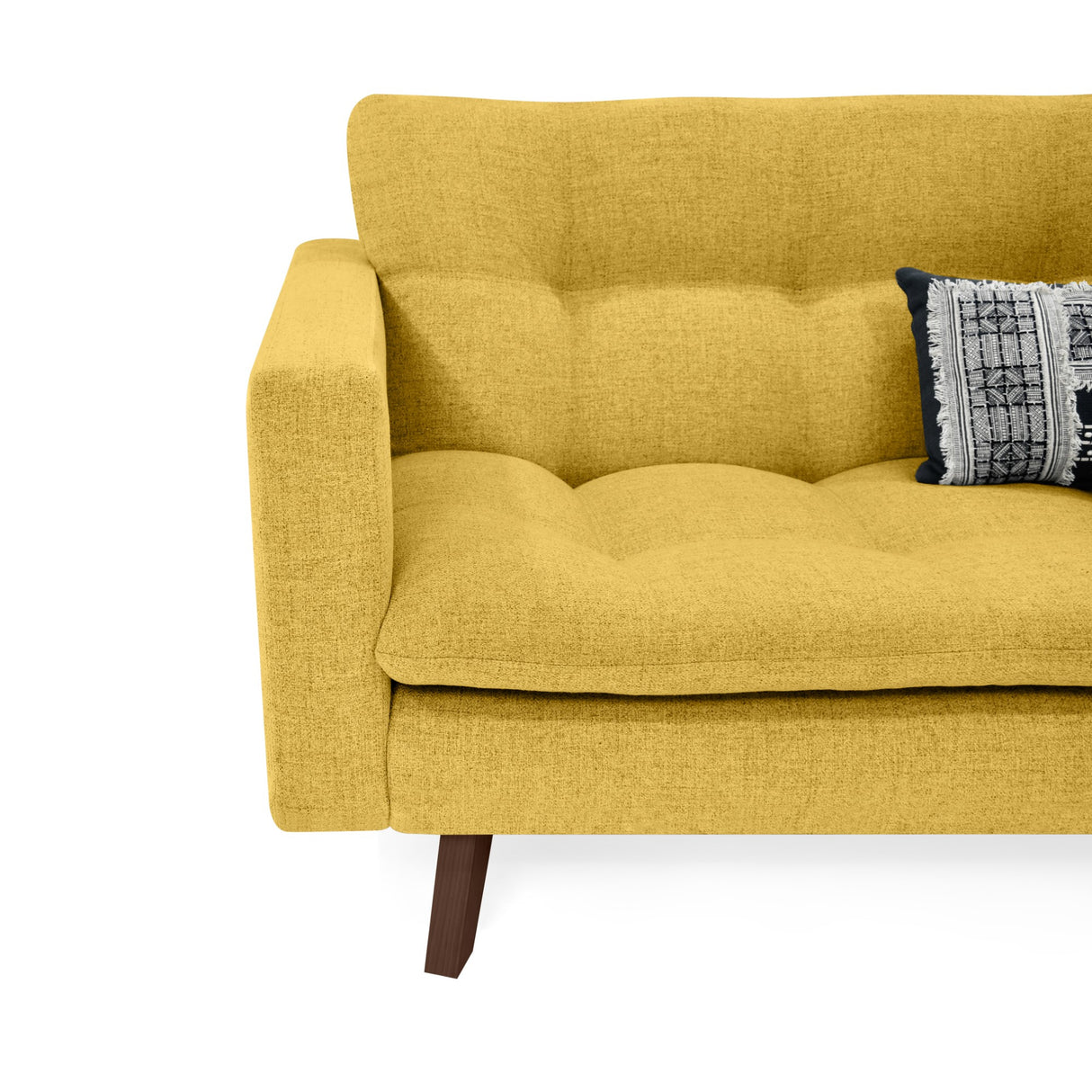 Sofá Manila Mostaza Dicosta y Matiz Wengue 153x80cm de Dos Puestos sin Apoya Brazos