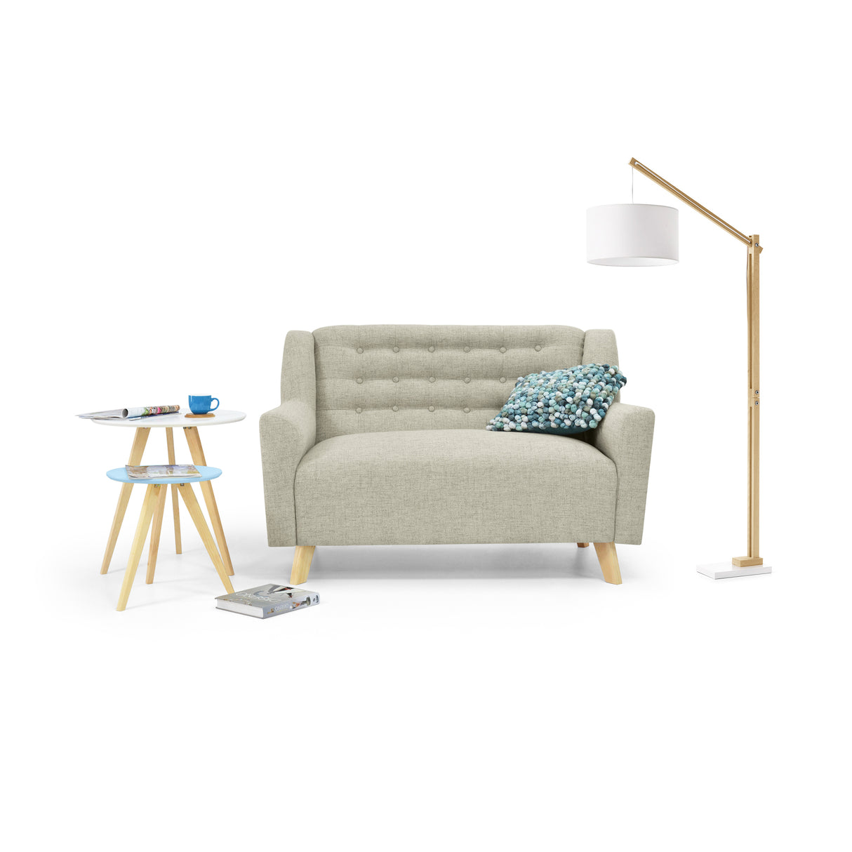 Sofá Marruecos Trigo Dicosta y Matiz Natural 140x92cm de Dos Puestos con Apoya Brazos