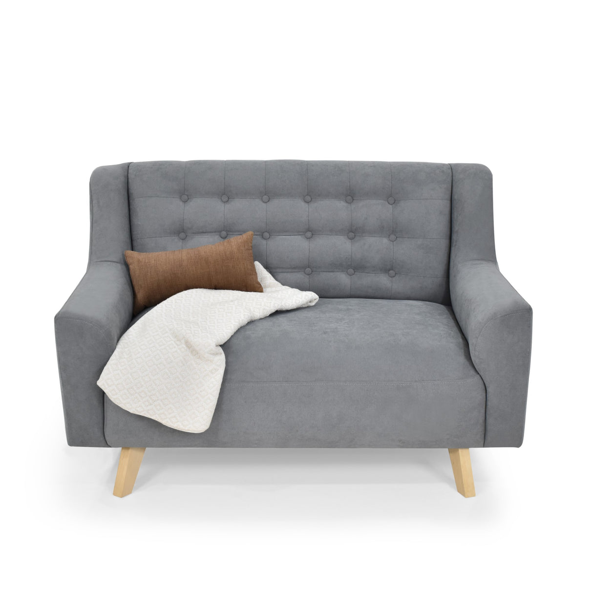 Sofá Marruecos Plata Dorsey y Matiz Natural 140x92cm de Dos Puestos con Apoya Brazos